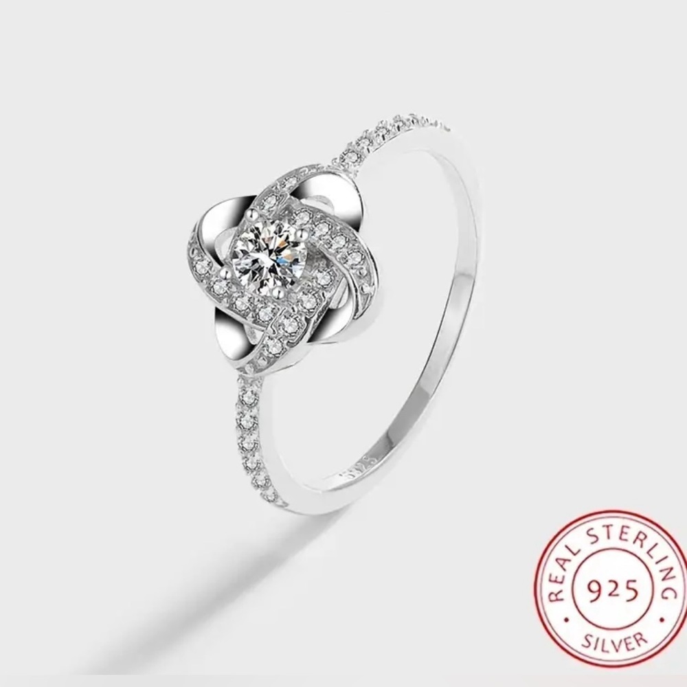 925 Sterling Silver Celtic Knot Round Center Moissanite Diamond Ring New